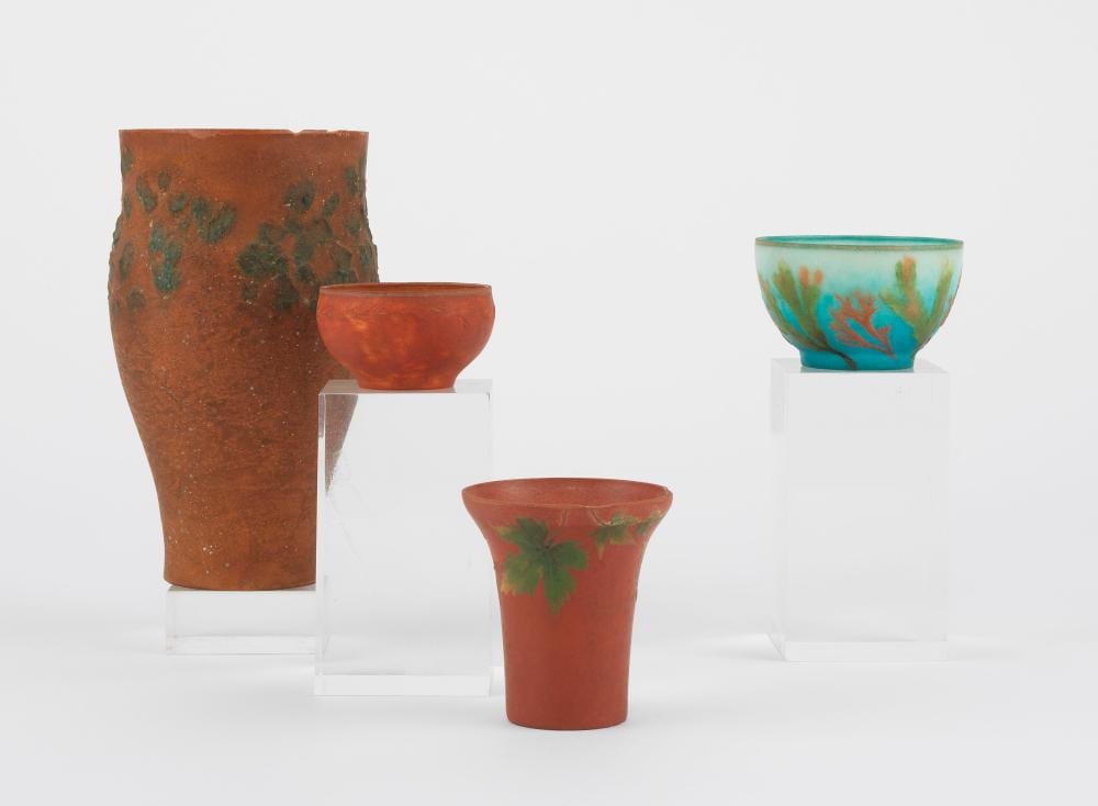 Albert-Louis Dammouse comparable auction result: albert dammouse 1848 1926 suite de quatre vases miniatures p te d mail d cor de feuillage et d