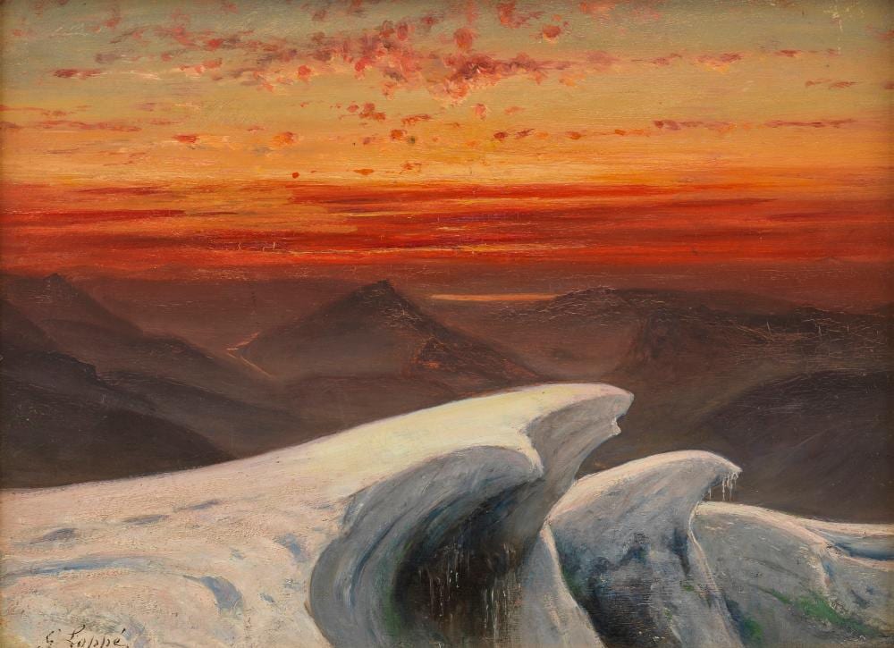 Gabriel Loppé comparable auction result: gabriel lopp 1825 1913 vue du lac l man au cr puscule depuis le mont blanc huile sur panneau si
