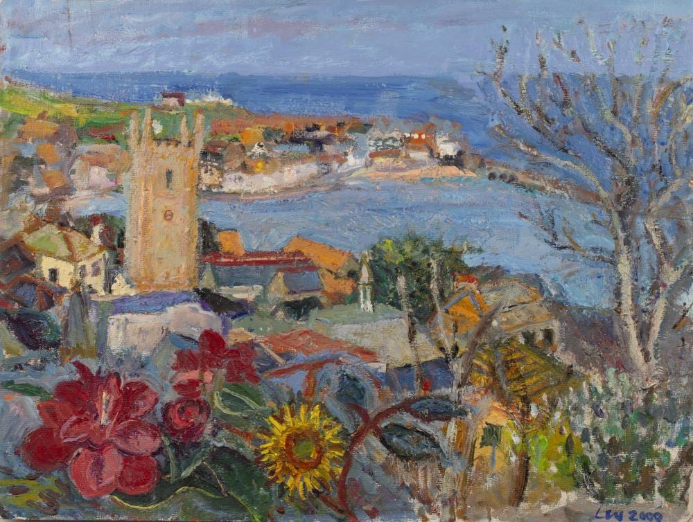 Linda Weir comparable auction result: linda weir b 1951 st ives sundown camelia and elm 2000 oil on canvas paper initialled and dated lower right unframed 38cm x 50 5cm
