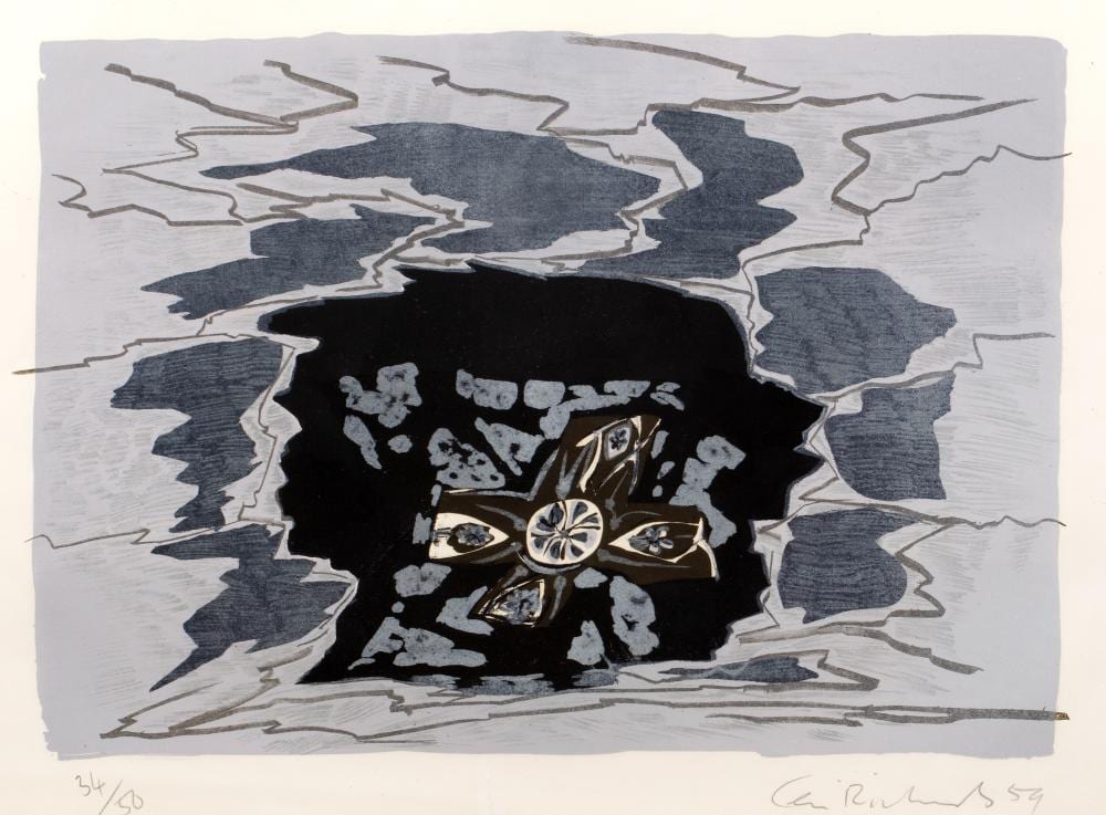 ceri richards 1903 1971 cath drale engloutie iii 1959 lithograph numbered 34 50 signed and dated in pencil lower right 52cm x 71cm · Mallams · 2025-12-10 Ceri Richards comparable auction result: ceri richards 1903 1971 cath drale engloutie iii 1959 lithograph numbered 34 50 signed and dated in pencil lower right 52cm x 71cm