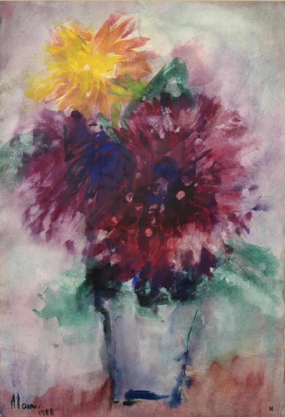 Leslie Marr comparable auction result: leslie marr 1922 2021 flowers in a vase 1981 watercolour signed and dated lower left 52cm x 36cm