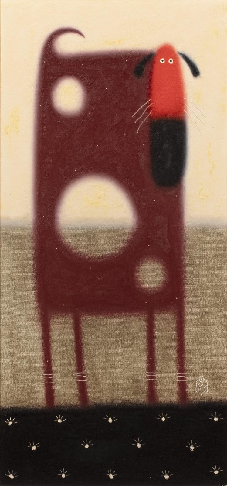 Govinder Nazran comparable auction result: govinder nazran 1964 2008 holy dog red oil on canvas signed lower right 91cm x 43cm