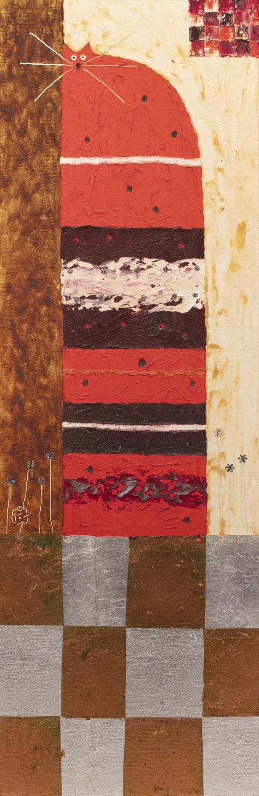 Govinder Nazran comparable auction result: govinder nazran 1964 2008 lusty len cat oil on canvas signed lower left 123cm x 42cm