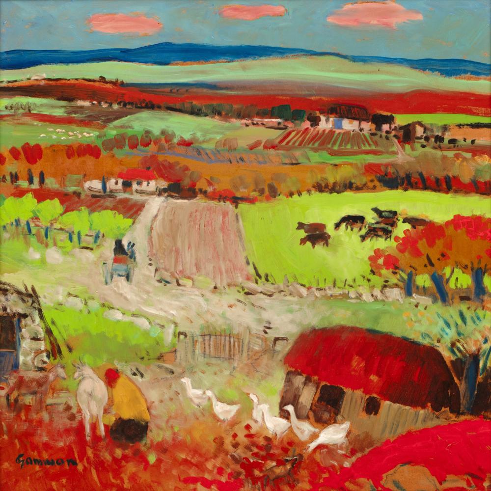 Reginald Gammon comparable auction result: reg gammon 1894 1997 farm scene oil on panel signed lower left 57cm x 57cm