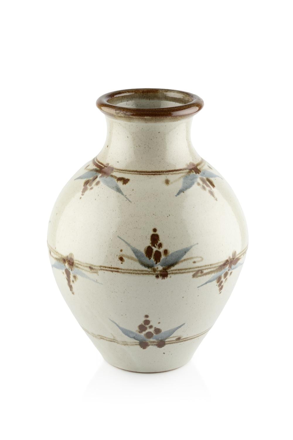Tim Andrews comparable auction result: tim andrews b 1960 large vase stoneware on oatmeal ground with banded foliate decoration 35cm high