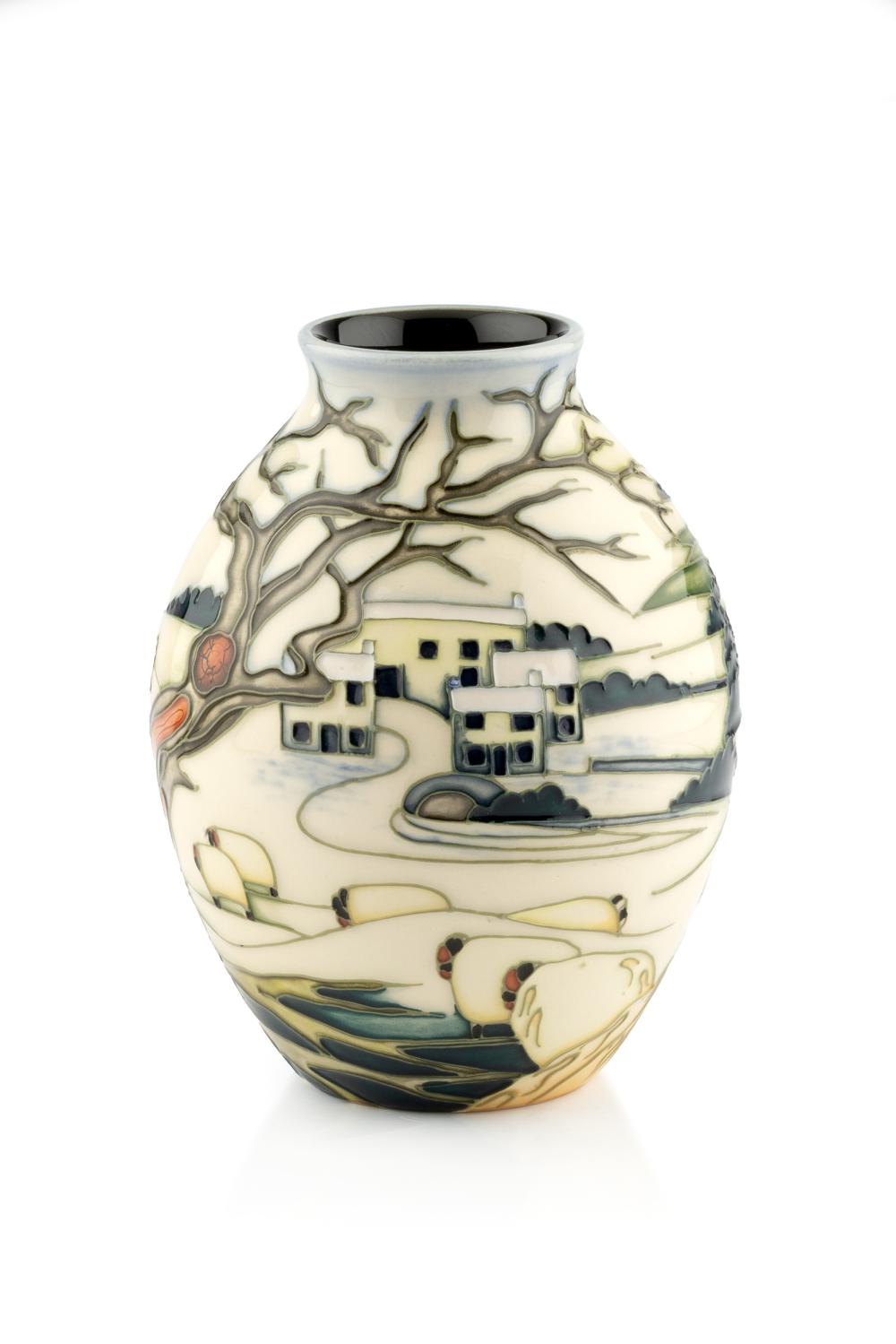 Philip Gibson comparable auction result: philip gibson for moorcroft pottery small vase swaledale pattern with impressed marks to the base 13 5cm high