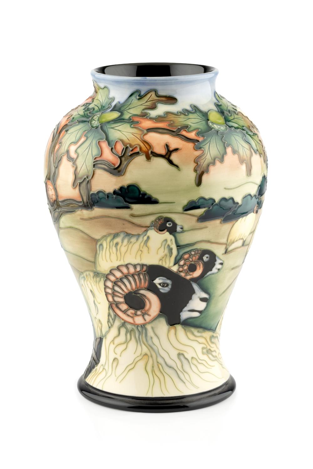 Philip Gibson comparable auction result: philip gibson for moorcroft pottery waisted vase swaledale pattern with impressed marks to the base 24cm high