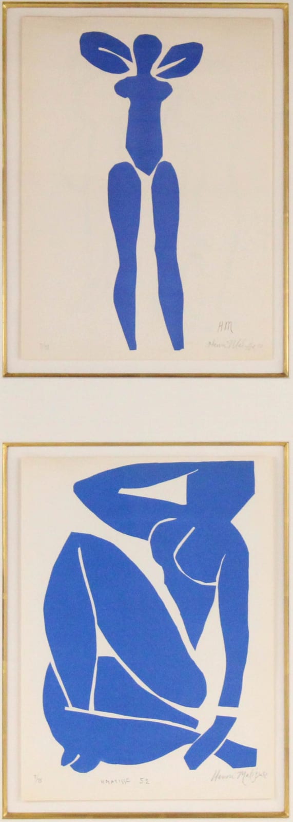 Henri Matisse, French 1869-1954, Nus Bleus II and III, Bears Signature, Lithograph sold by Nye & Company, lot 261 — auction record photograph