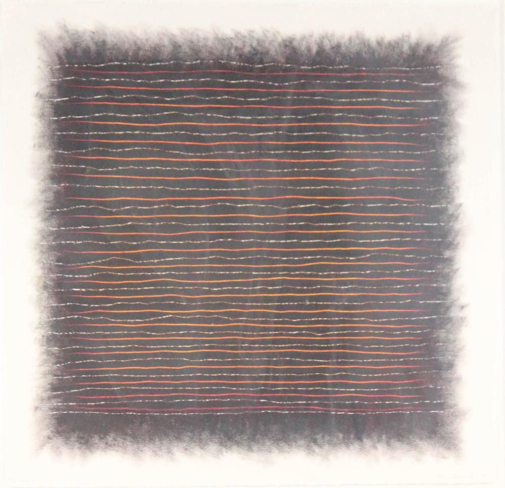 Edda Renouf comparable auction result: edda renouf 1943 furrows sunrise oil pastel on paper