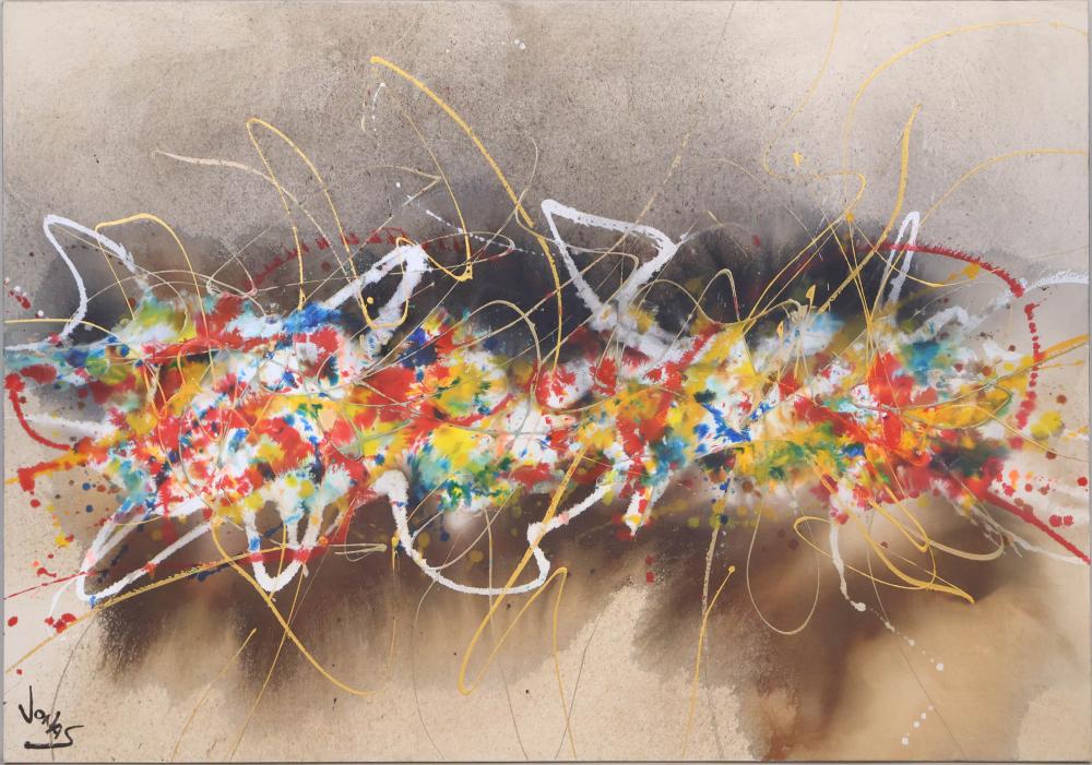 Jonas Gerard comparable auction result: jonas gerard 1941 2020 beyond jazz mixed media on canvas