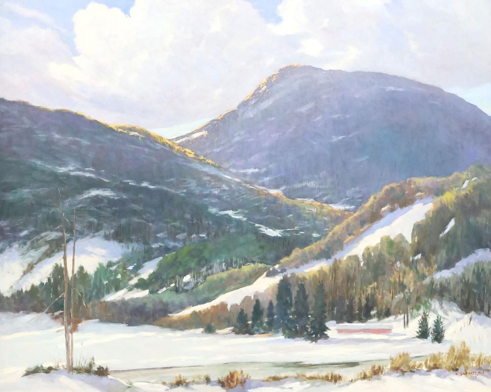 Frank Gervasi comparable auction result: frank gervasi tx d 1986 painting snowy mountain landscape 32 x 40