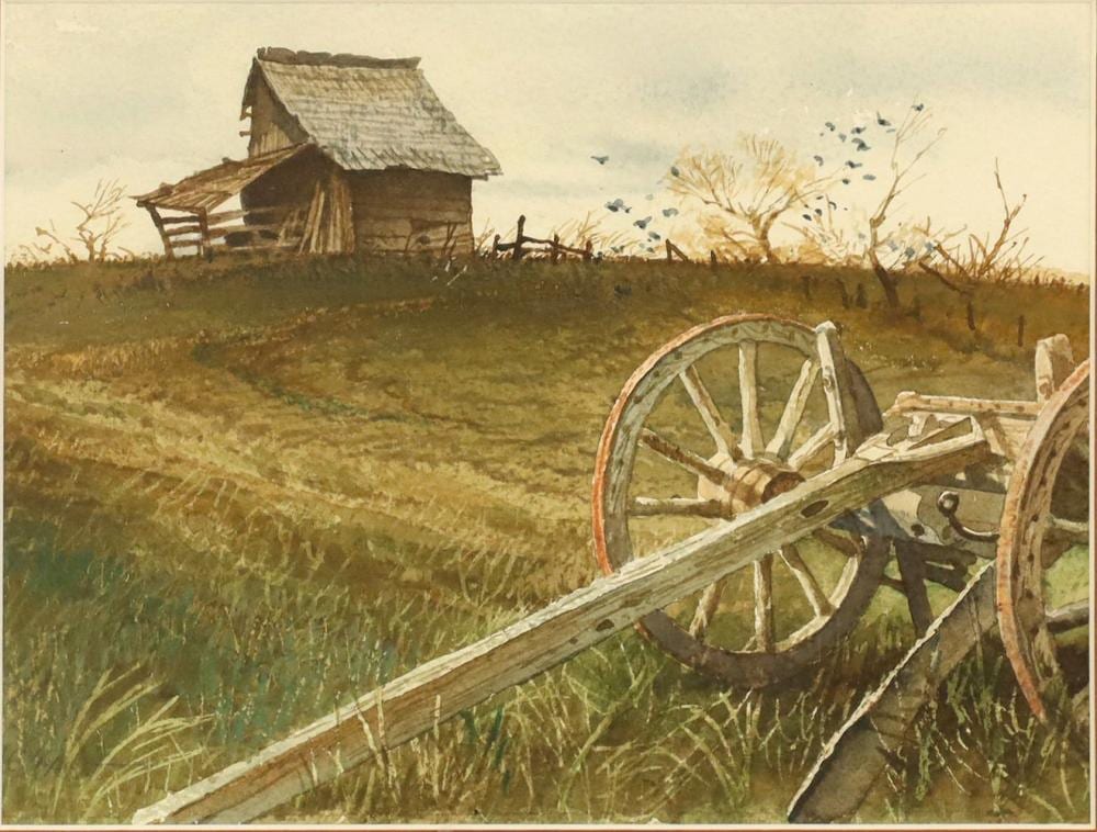 Bob Wygant comparable auction result: bob wygant tx 1927 2008 watercolor painting image of the past