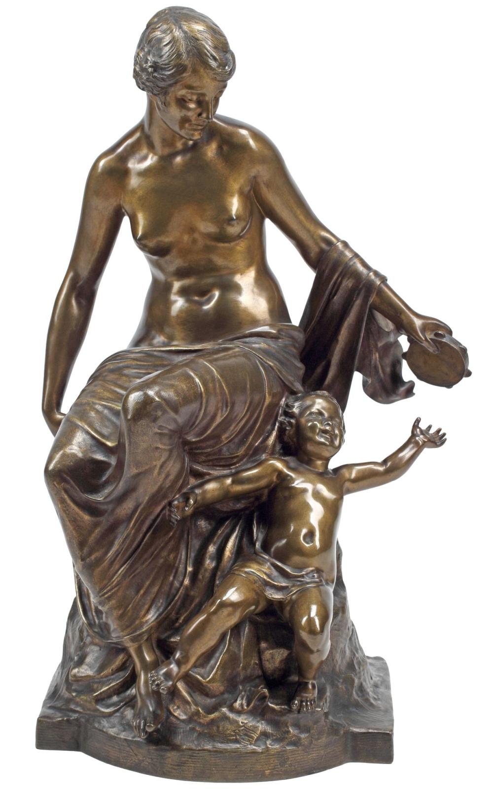 Joseph Cormier comparable auction result: joe descomps 1869 1950 bronze sculpture mother s joy