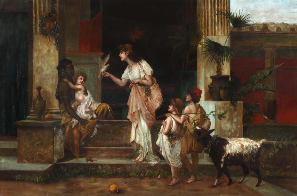 Luigi Crosio comparable auction result: continental school figural painting of pompeii after luigi crosio
