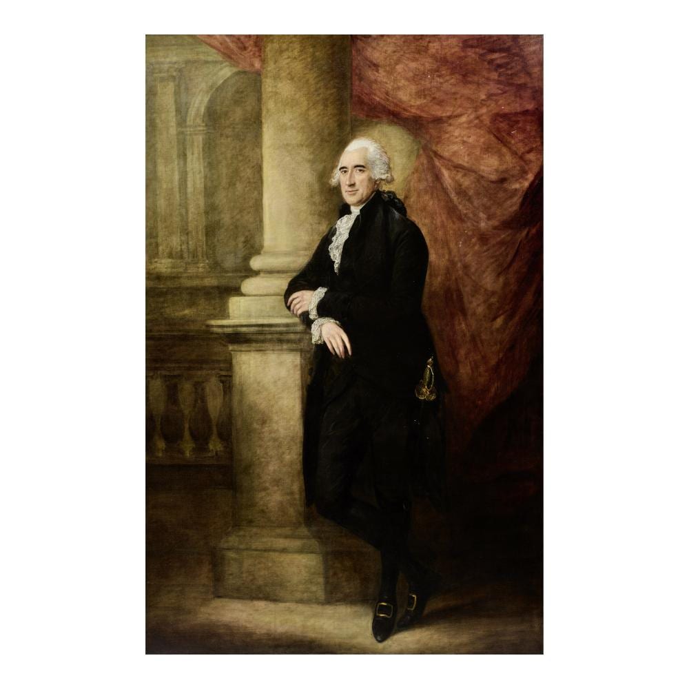 Gainsborough Dupont comparable auction result: gainsborough dupont sudbury 1754 1797 london portrait of william mainwaring full length in a black coat and breeches and a white shirt leaning on a pillar