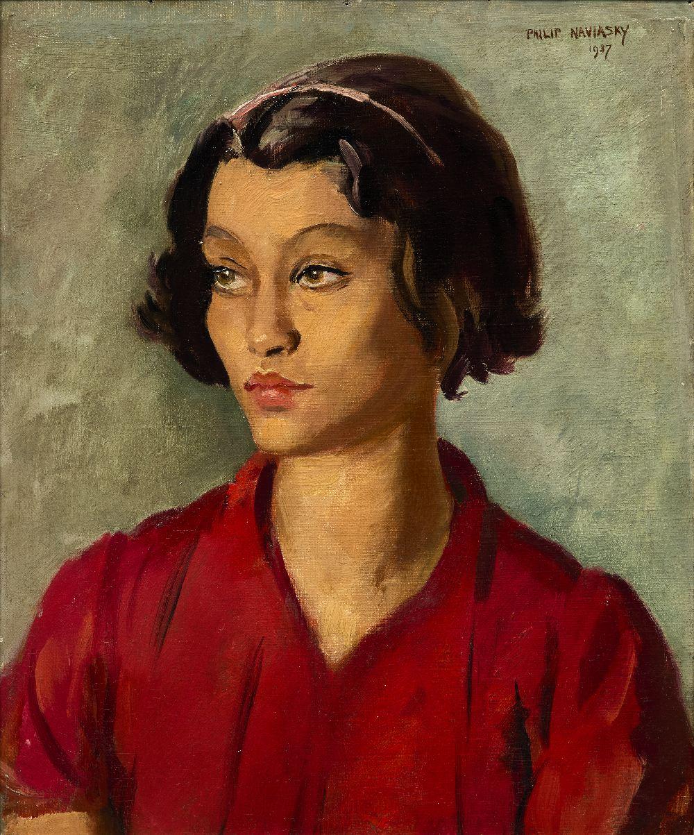 Philip Naviasky comparable auction result: philip naviasky portrait of a young lady in red 1937