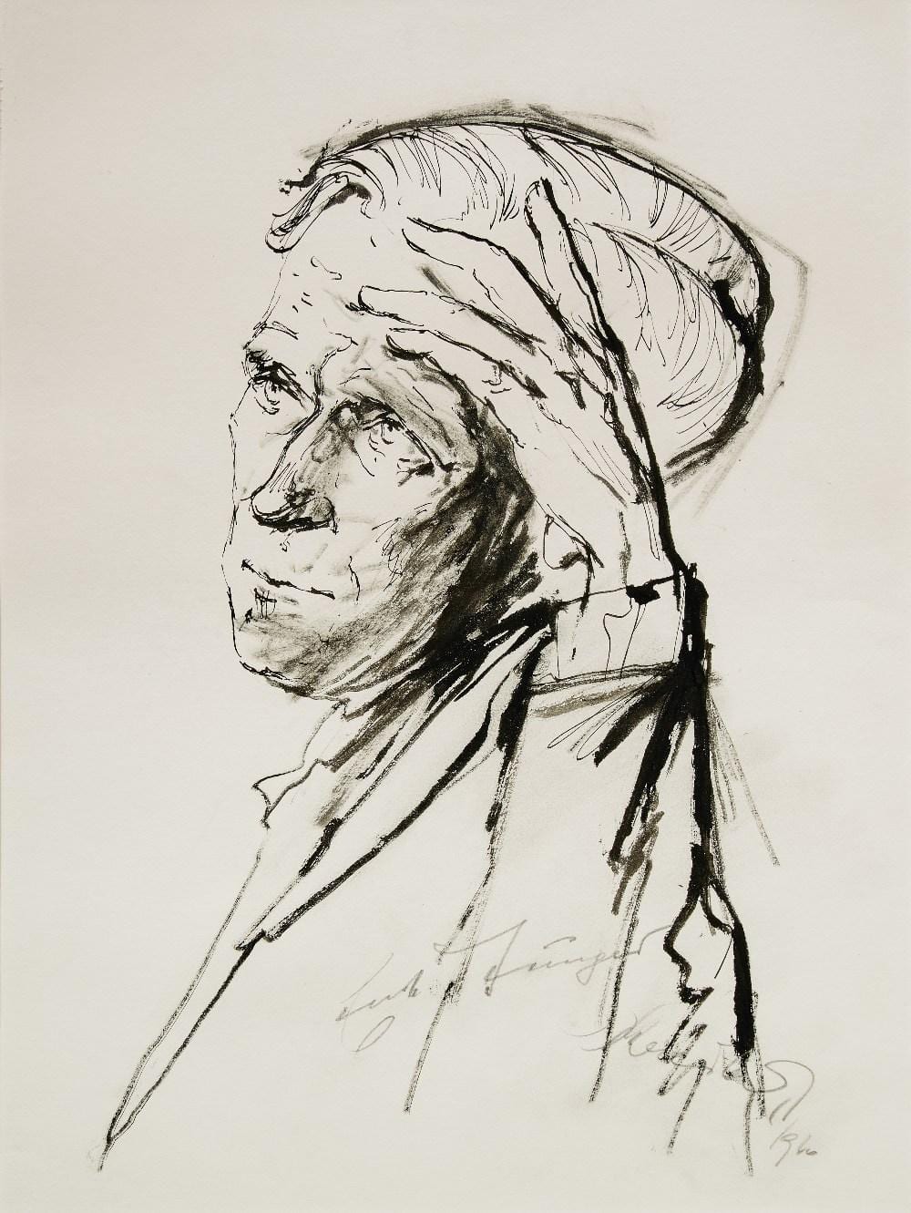 Oskar Kreibich comparable auction result: oskar kreibich portrait of ernst j nger 1960