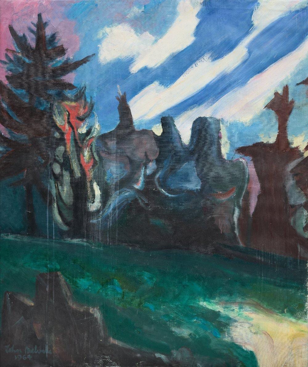 John Melville comparable auction result: john melville two works including enigma of the garden 1964