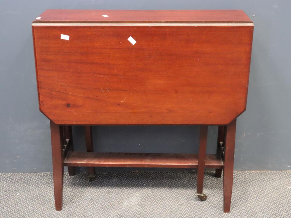VICTORIAN MAHOGANY SUTHERLAND TABLE WITH DROP SIDE AND SWING LEGS, APPROX. 75CM X 60CM X 60CM WHEN OPEN sold by Albion Antique Auction Centre, lot 1234 — auction record photograph