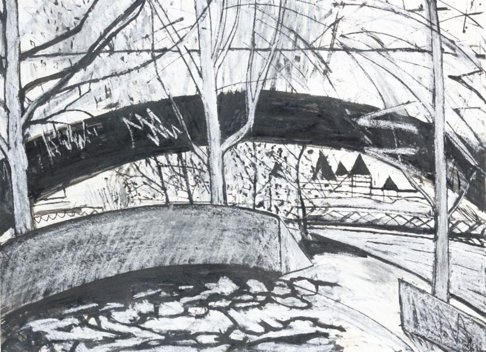 Lucy Jones comparable auction result: lucy jones british b 1955 landscape with trees 1989 ink and gouache on paper inscribed t