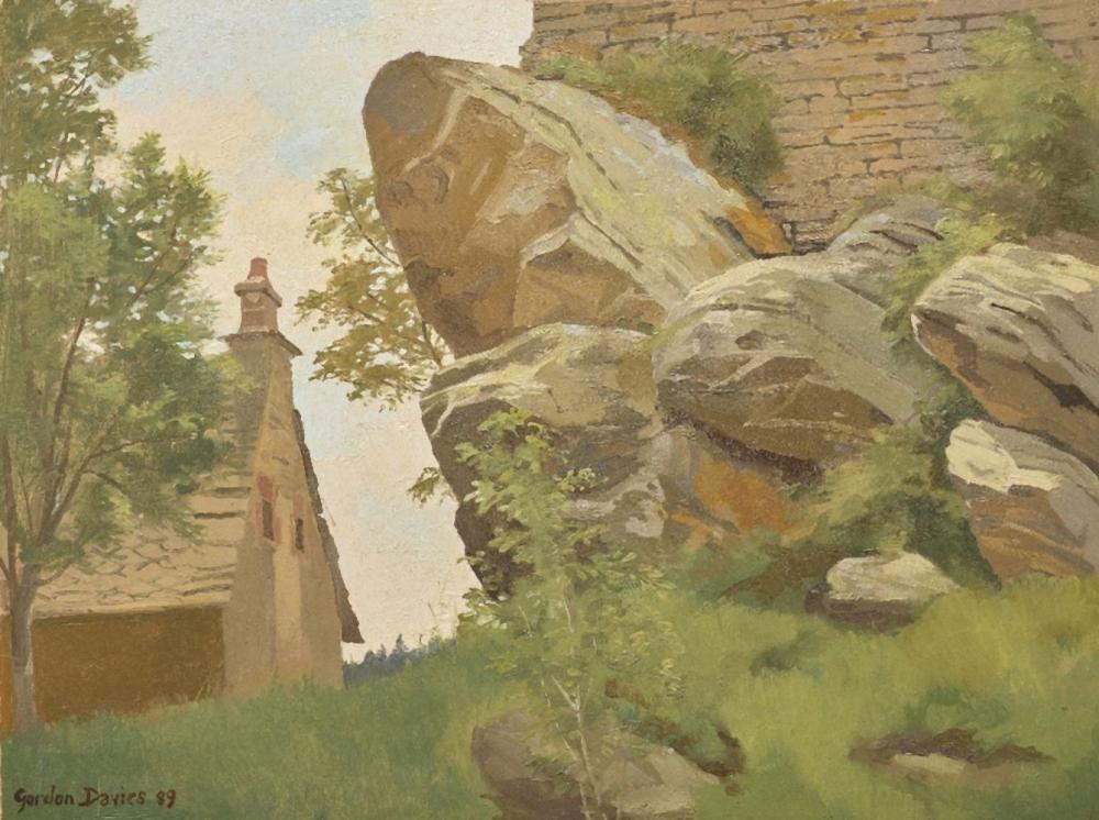 Gordon L. Davies comparable auction result: gordon davies british 1926 2007 three works including house and rocky landscape 1989 oil