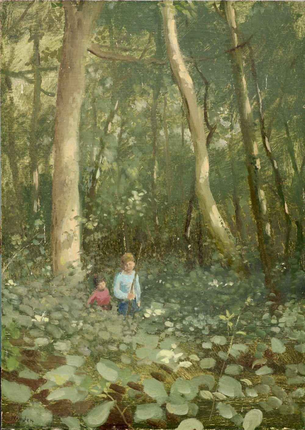 Gerald Norden comparable auction result: gerald norden british 1919 2000 children in the woods oil on board signed lower left nord