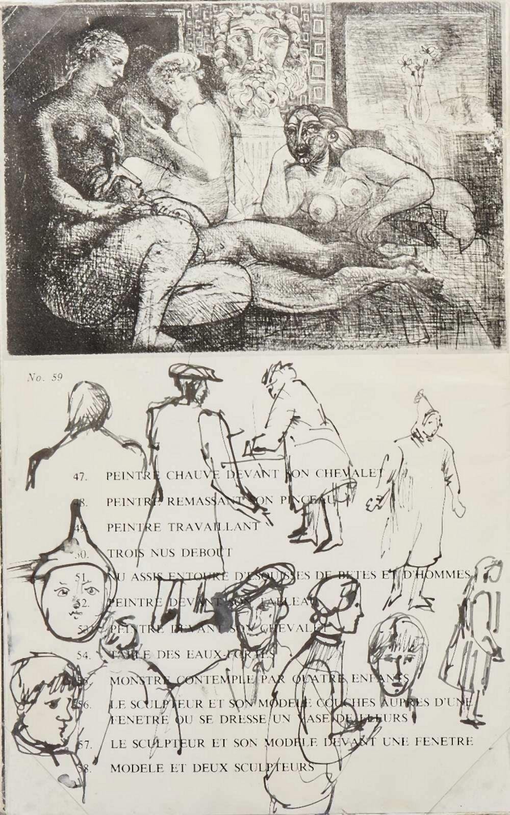 Gwyneth Johnstone comparable auction result: gwyneth johnstone british 1915 2010 double sided figure sketches on a catalogue page ink on