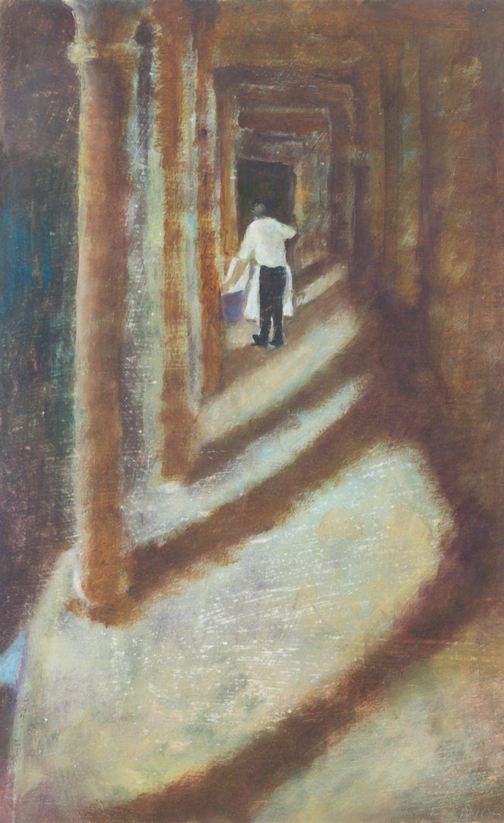 tessa newcomb british b 1955 waiter in covered passage 2006 oil on board signed with init · Roseberys · 2025-12-10 Tessa Newcomb comparable auction result: tessa newcomb british b 1955 waiter in covered passage 2006 oil on board signed with init