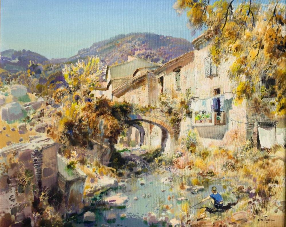 Gabriel Deschamps comparable auction result: gabriel deschamps french 1919 2011 mountain village oil on canvas signed lower right g de