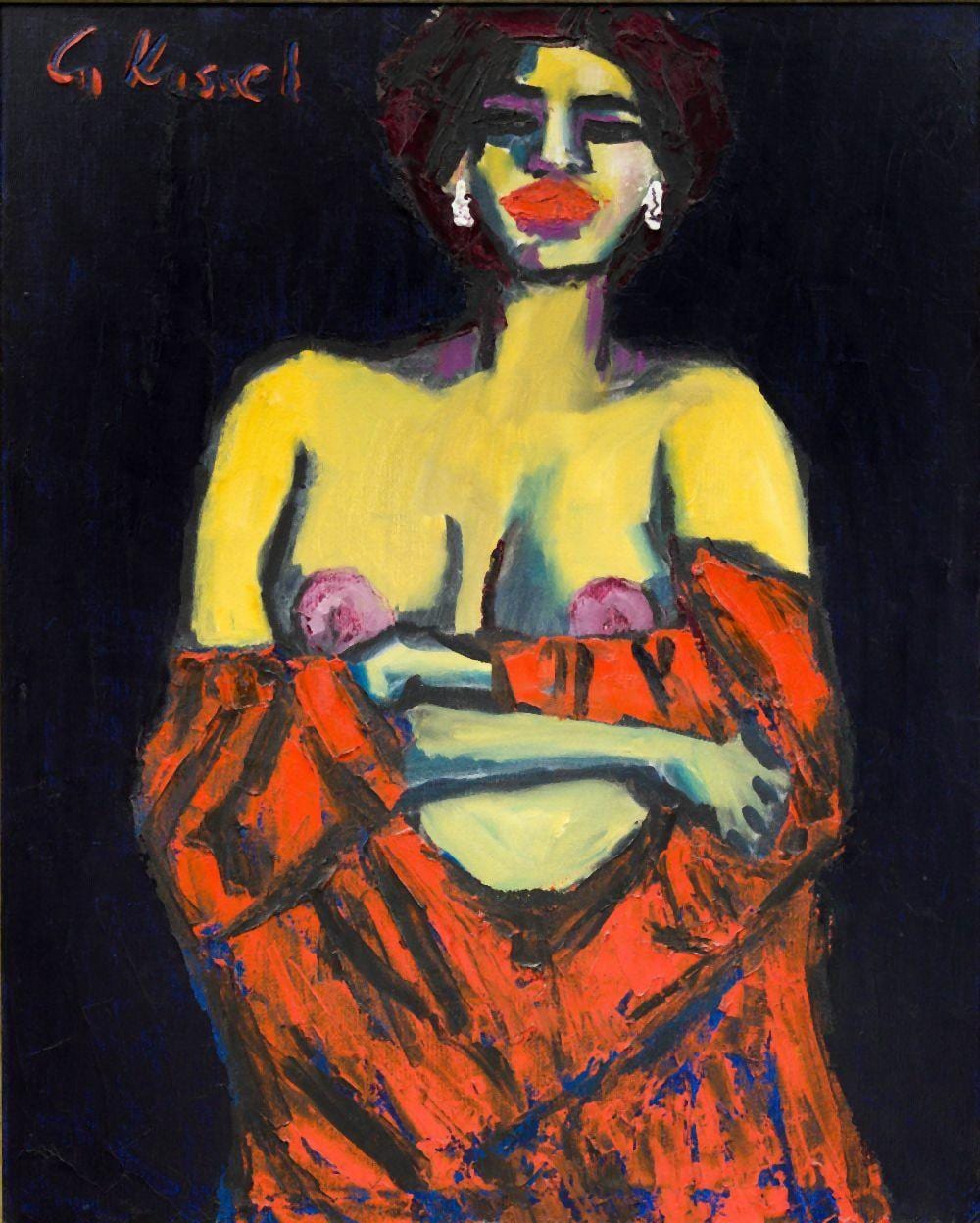 Gernot Kissel comparable auction result: gernot kissel german 1939 2008 the lady in red oil on canvas signed upper left g kissel
