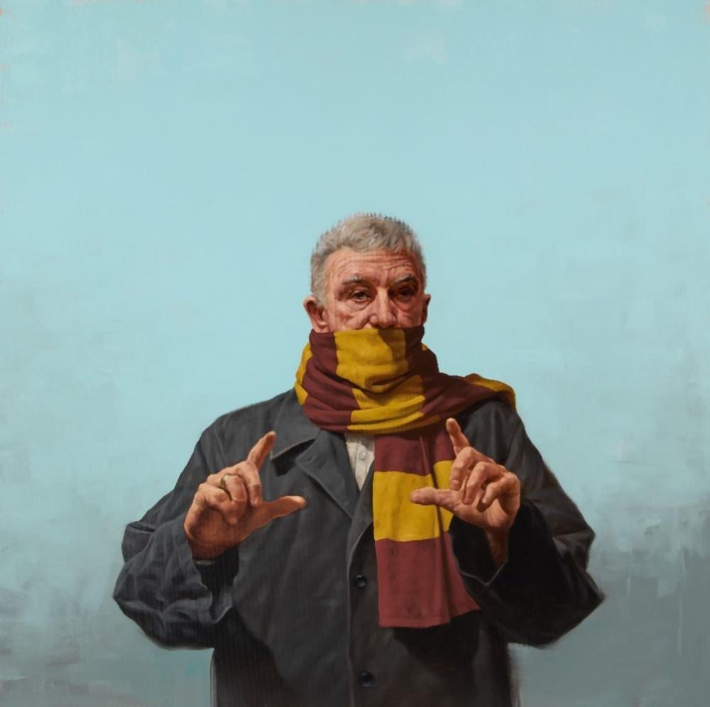 Graeme Wilcox comparable auction result: graeme wilcox scottish b 1967 supporters oil on canvas signed and titled to the reverse of