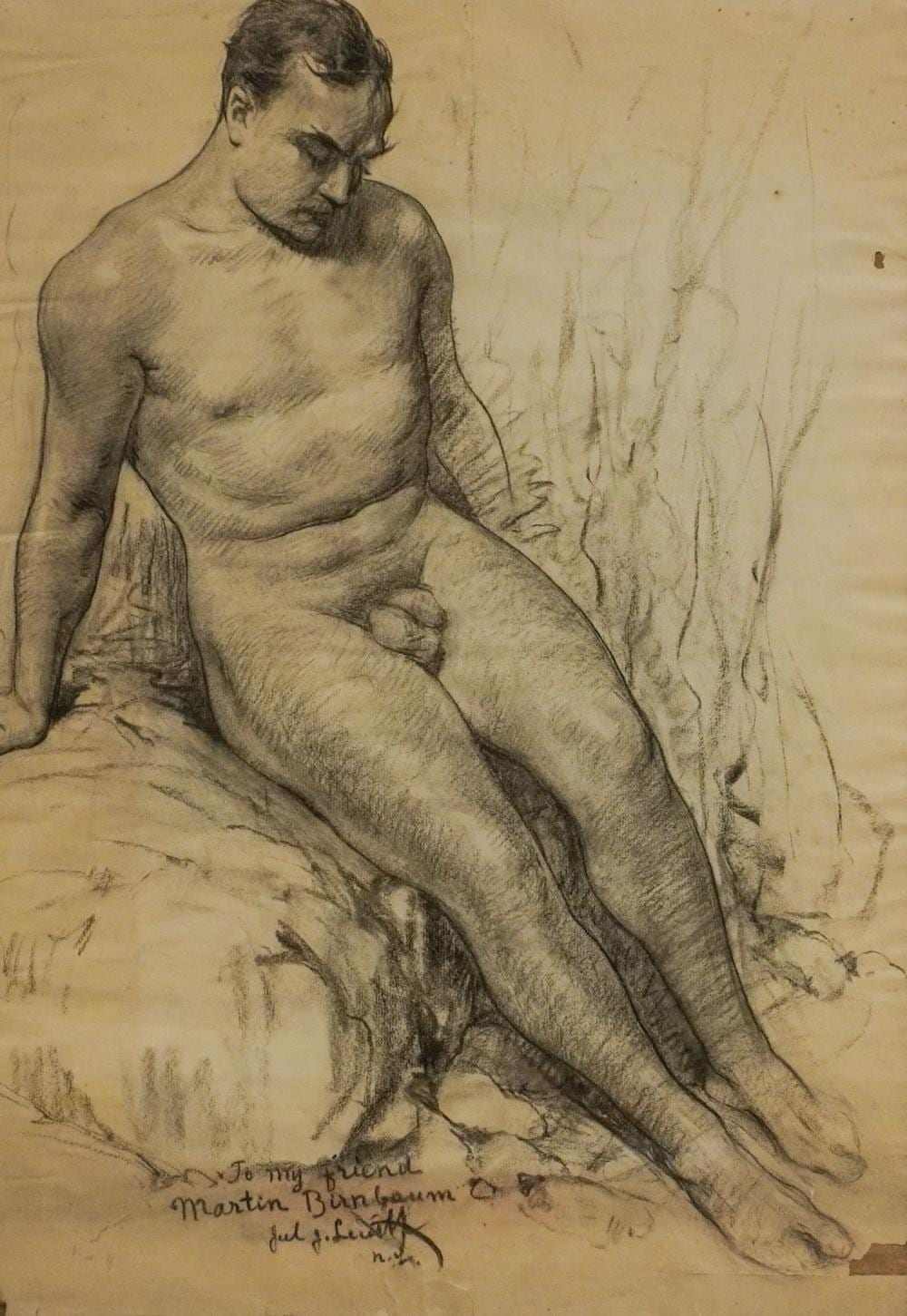Joel J. Levitt comparable auction result: joel j levitt russian american 1875 1937 male nude graphite and charcoal on paper frame 25 1 2 x 18 in 64 8 x 45 7 cm