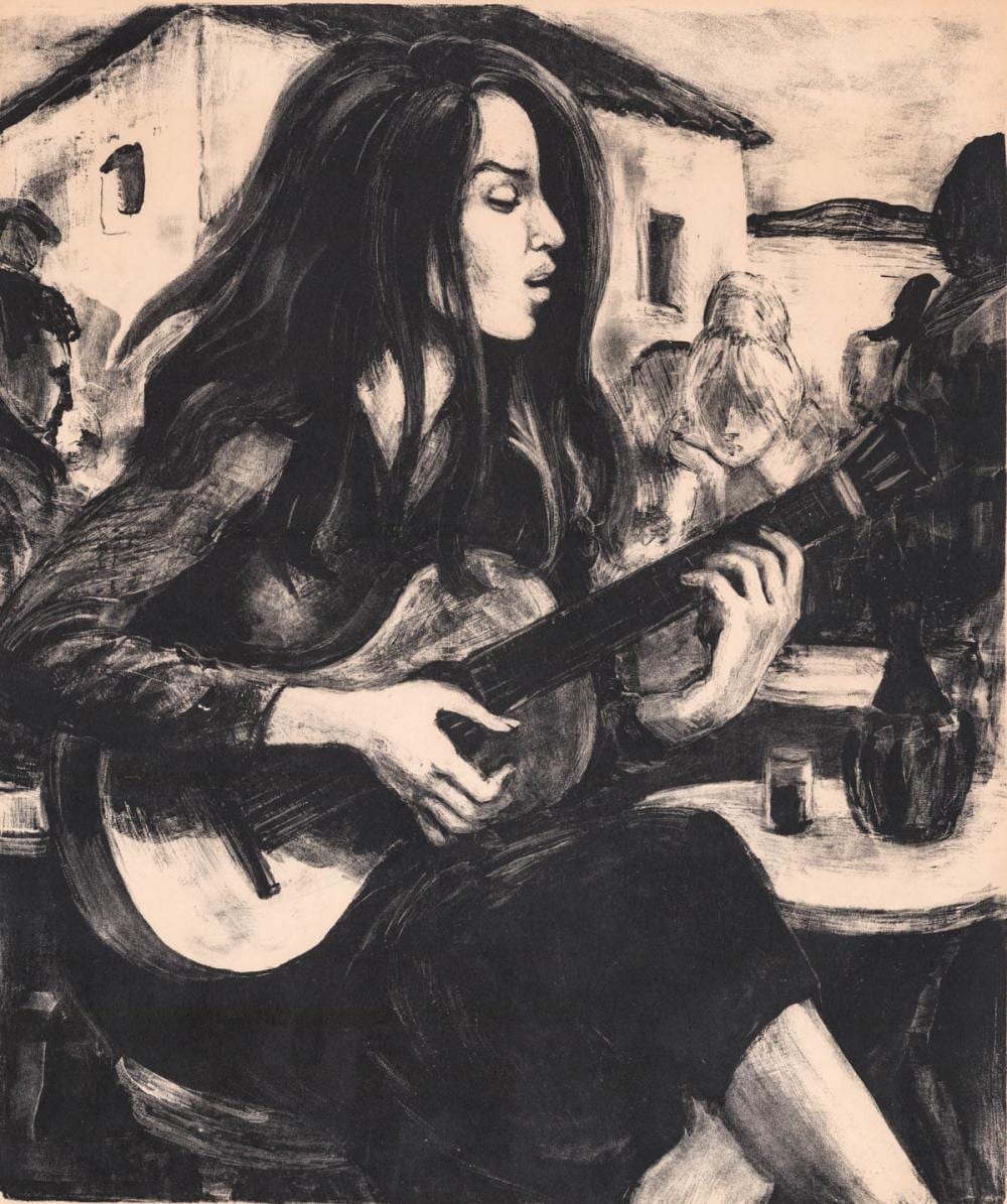 Marion Greenwood comparable auction result: marion greenwood lithograph signed folk singer
