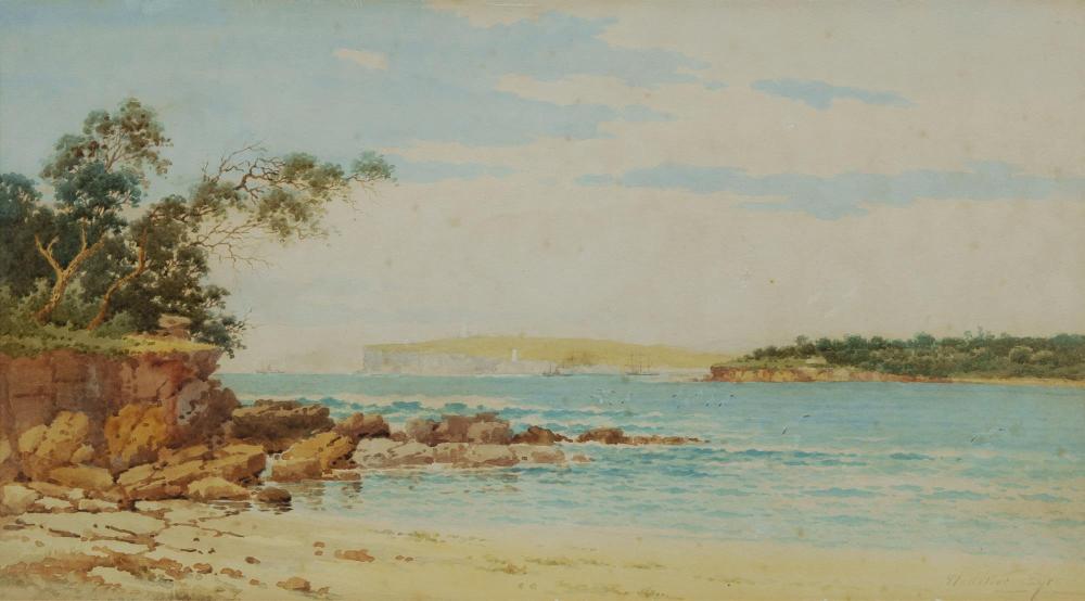 Gladstone Eyre comparable auction result: eyre gladstone 1863 1933 boats in sydney harbour w clr 32x58cm