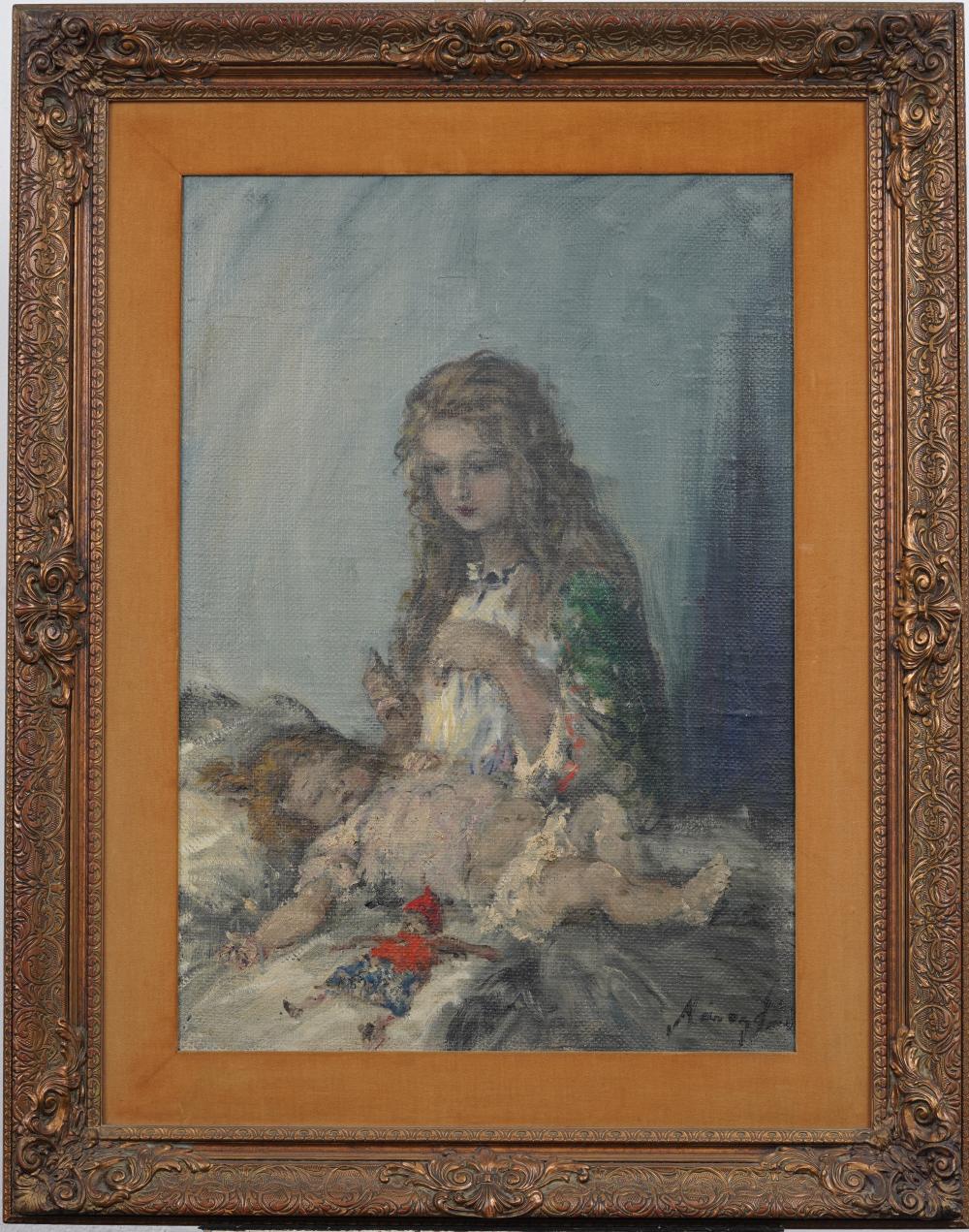 Aurél Náray comparable auction result: aurel naray 1883 1948 antique hungarian impressionist framed portrait oil painting