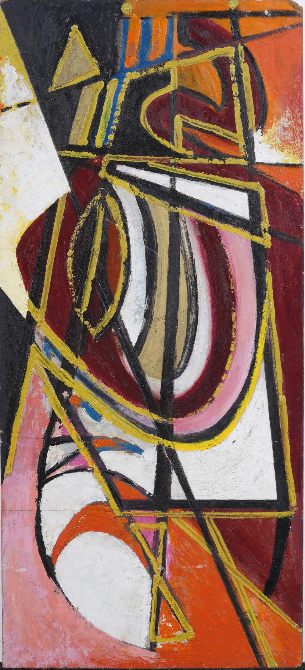 Vintage American Modernist Mid Century Cubist Abstract Original Oil Painting sold by Curated Gallery Auctions, lot 65 — auction record photograph