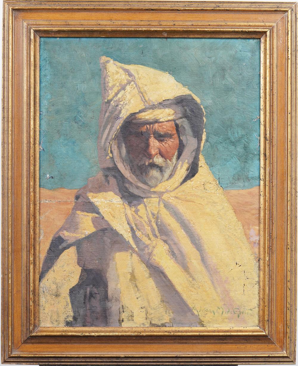 Adriaan Martin De Groot comparable auction result: adriaan martin de groot 1870 1942 orientalist portrait of bedouin man framed signed oil painting