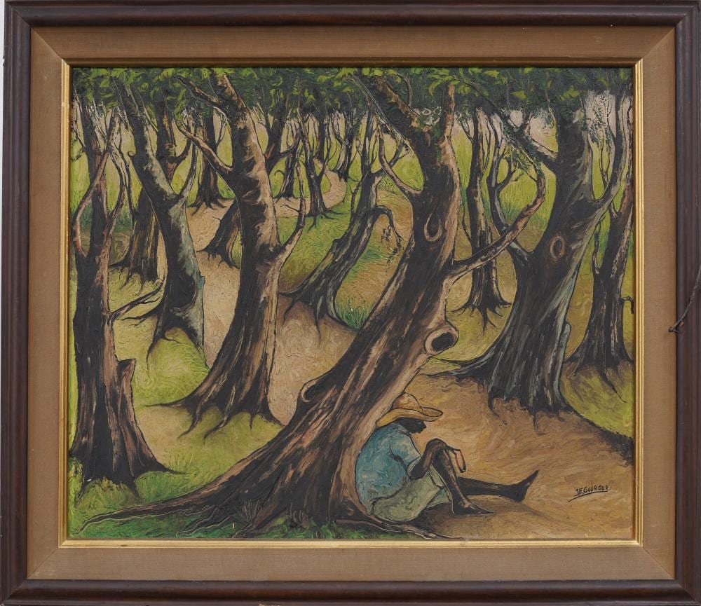 Jacques Gourgue comparable auction result: jacques enguerrand gourgue 1930 1996 vintage haitian modernist signed landscape oil painting