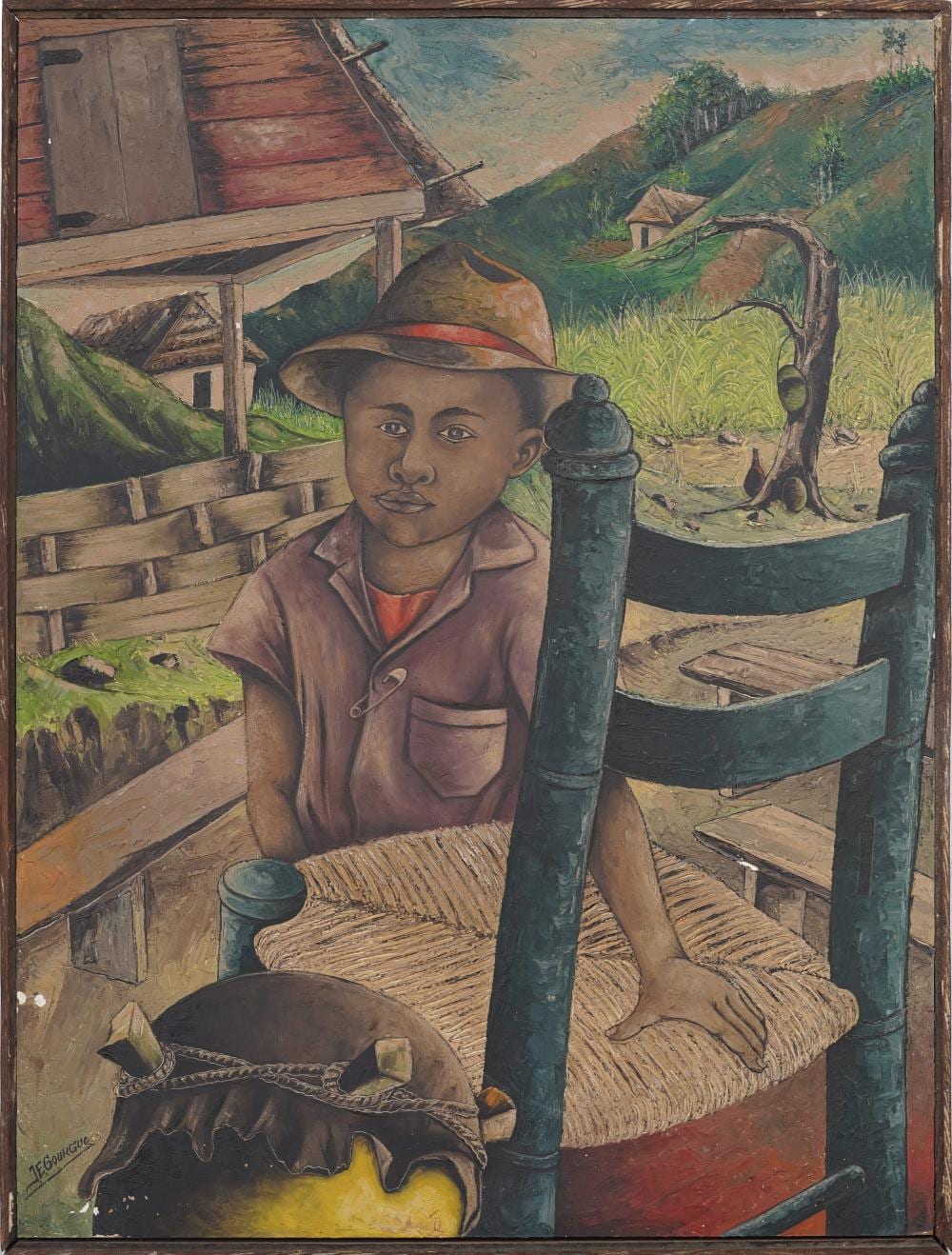 Jacques Gourgue comparable auction result: jacques enguerrand gourgue 1930 1996 vintage haitian modernist landscape portrait oil painting