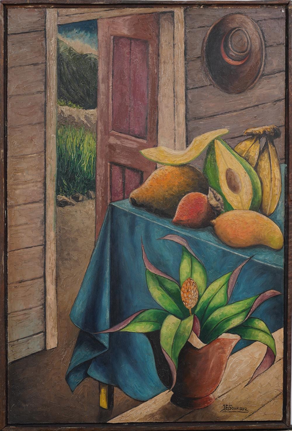 Jacques Gourgue comparable auction result: jacques enguerrand gourgue 1930 1996 vintage haitian modernist signed interior scene oil painting