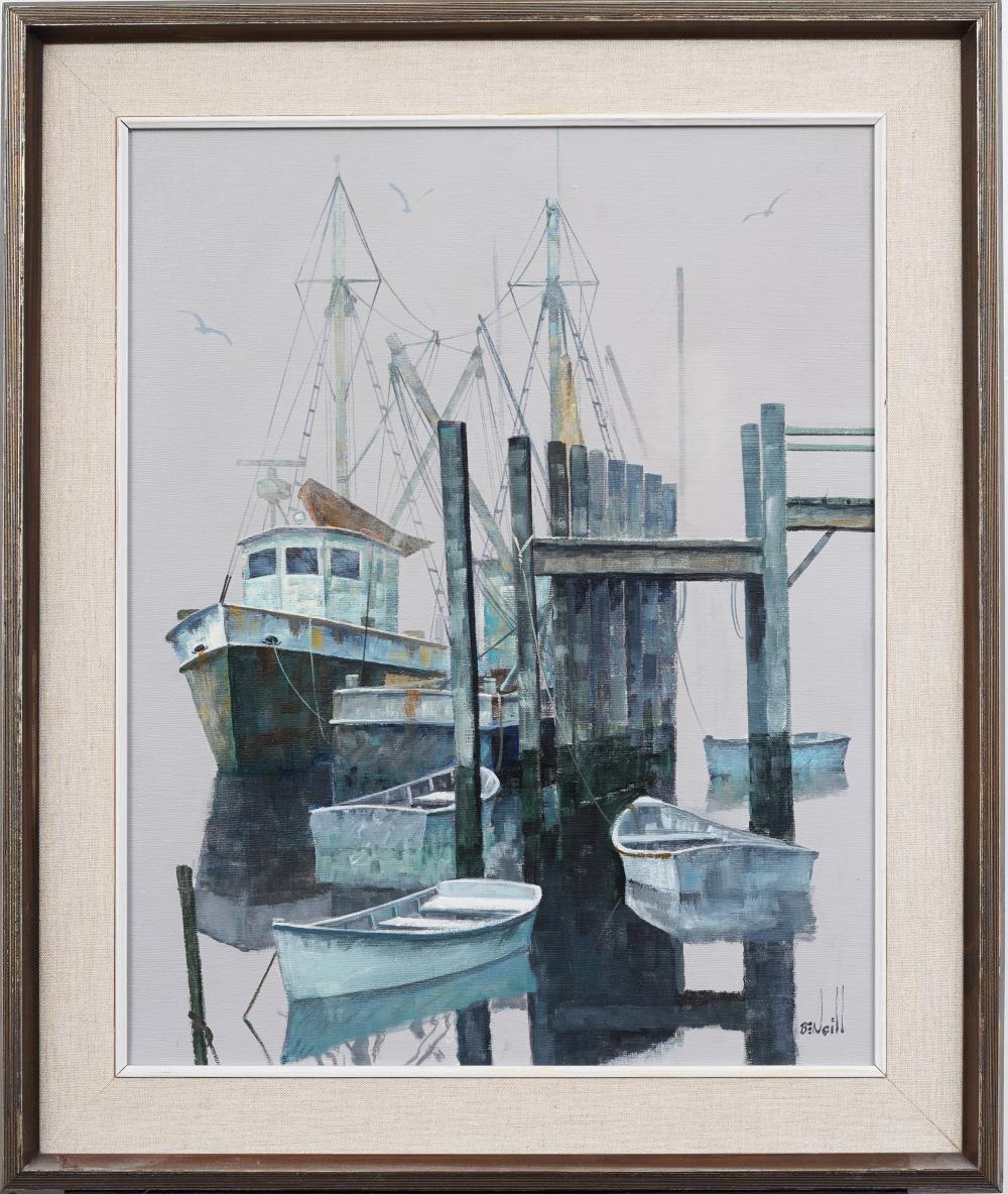 Ben Neill comparable auction result: ben neill 1914 2001 vintage american modernist harbor scene cape cod framed oil painting