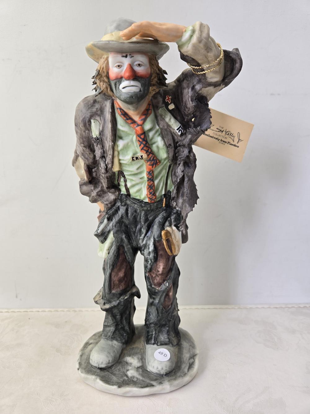 Flambro Emmett Kelly Jr. Collection Hobo Clown Figurine, 'Looking Out' Pose sold by Richard L. Edwards Auctioneer, lot 49D — auction record photograph