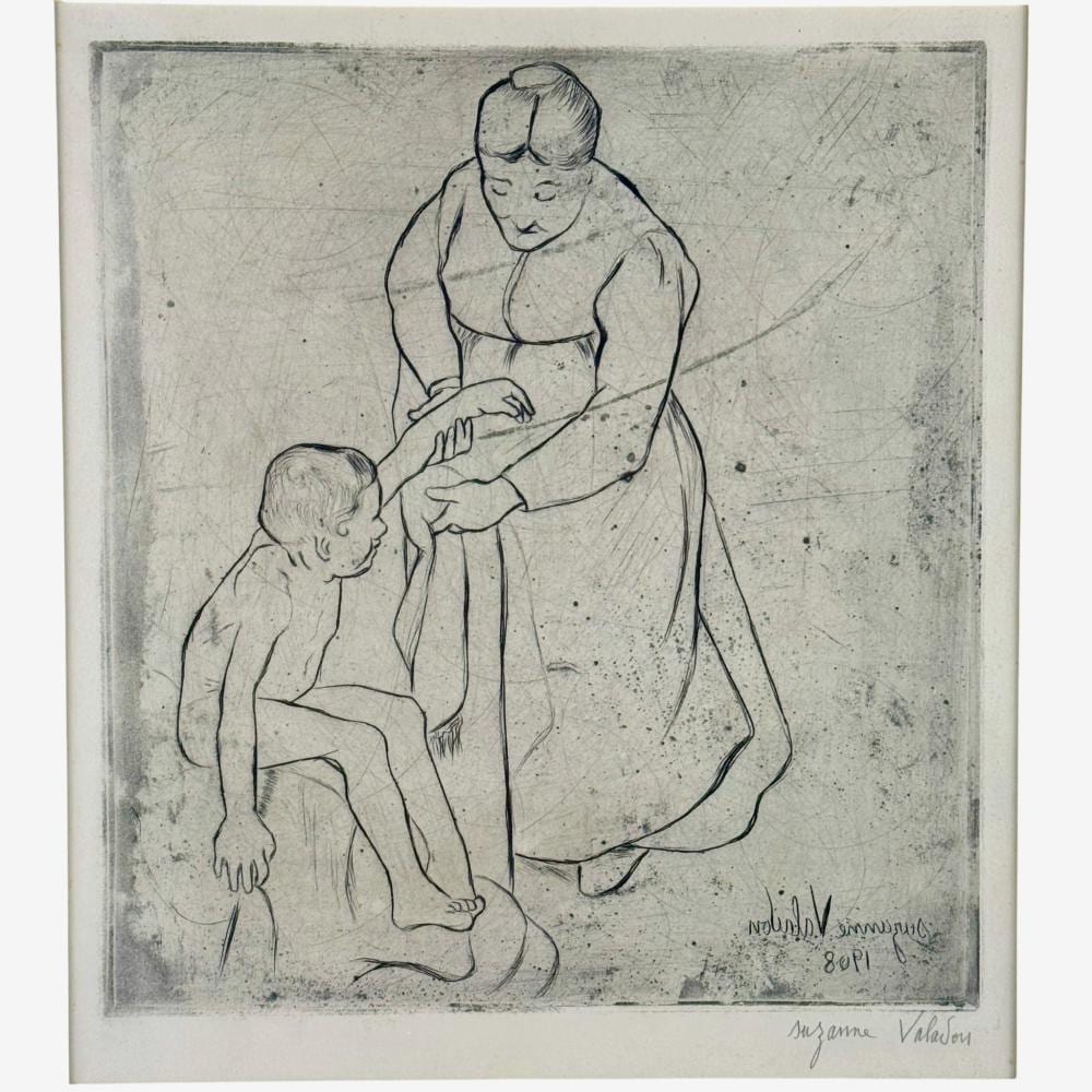 Suzanne Valadon comparable auction result: grandmere et enfant etching by suzanne valadon