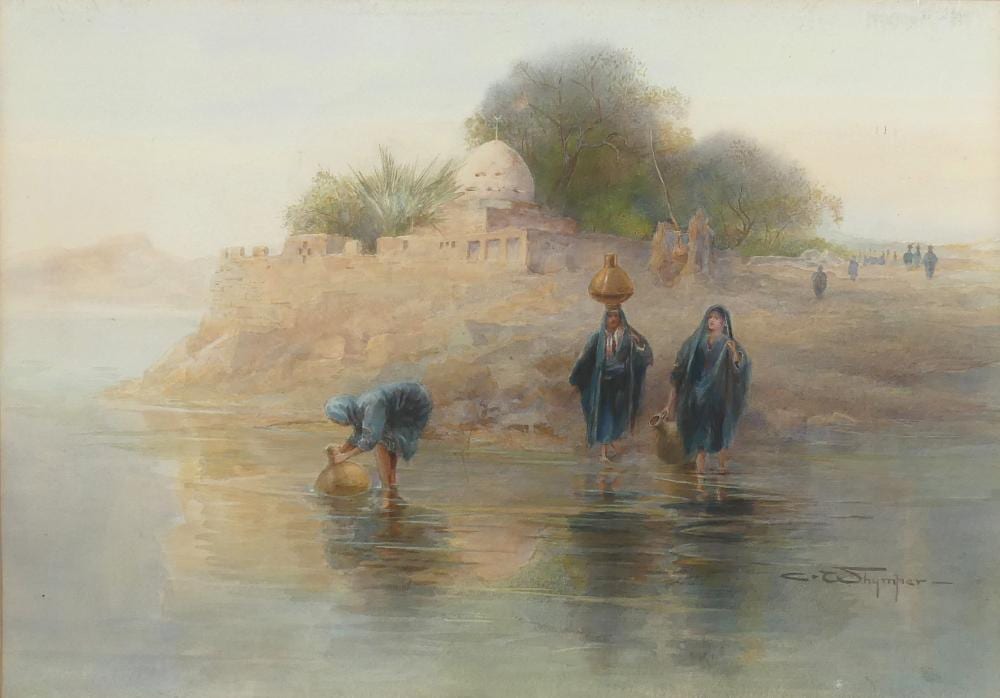 Charles Whymper comparable auction result: charles whymper 1853 1941 north african water carriers watercolour signed lower right 34 5 x 49cm