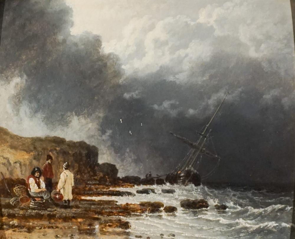 john ward of hull british 1798 1849 n w hastings beach squally day oil on panel 11 x 14 in 27 9 x 35 6 cm frame 18 x 20 3 4 in 45 7 x 52 7 cm · Weschler's · 2025-12-12 John (1798) Ward comparable auction result: john ward of hull british 1798 1849 n w hastings beach squally day oil on panel 11 x 14 in 27 9 x 35 6 cm frame 18 x 20 3 4 in 45 7 x 52 7 cm