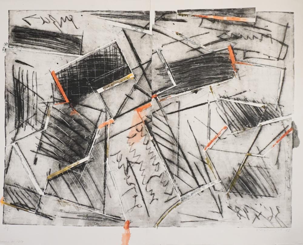Oleg Kudryashov comparable auction result: oleg kudryashov russian 1932 2022 jo cren n 1259 monotype in color printed on two sheets overall 1041 x 1321 mm 41 x 52 in frame 45 1 2 x 56 in 115 6 x 142 2 cm