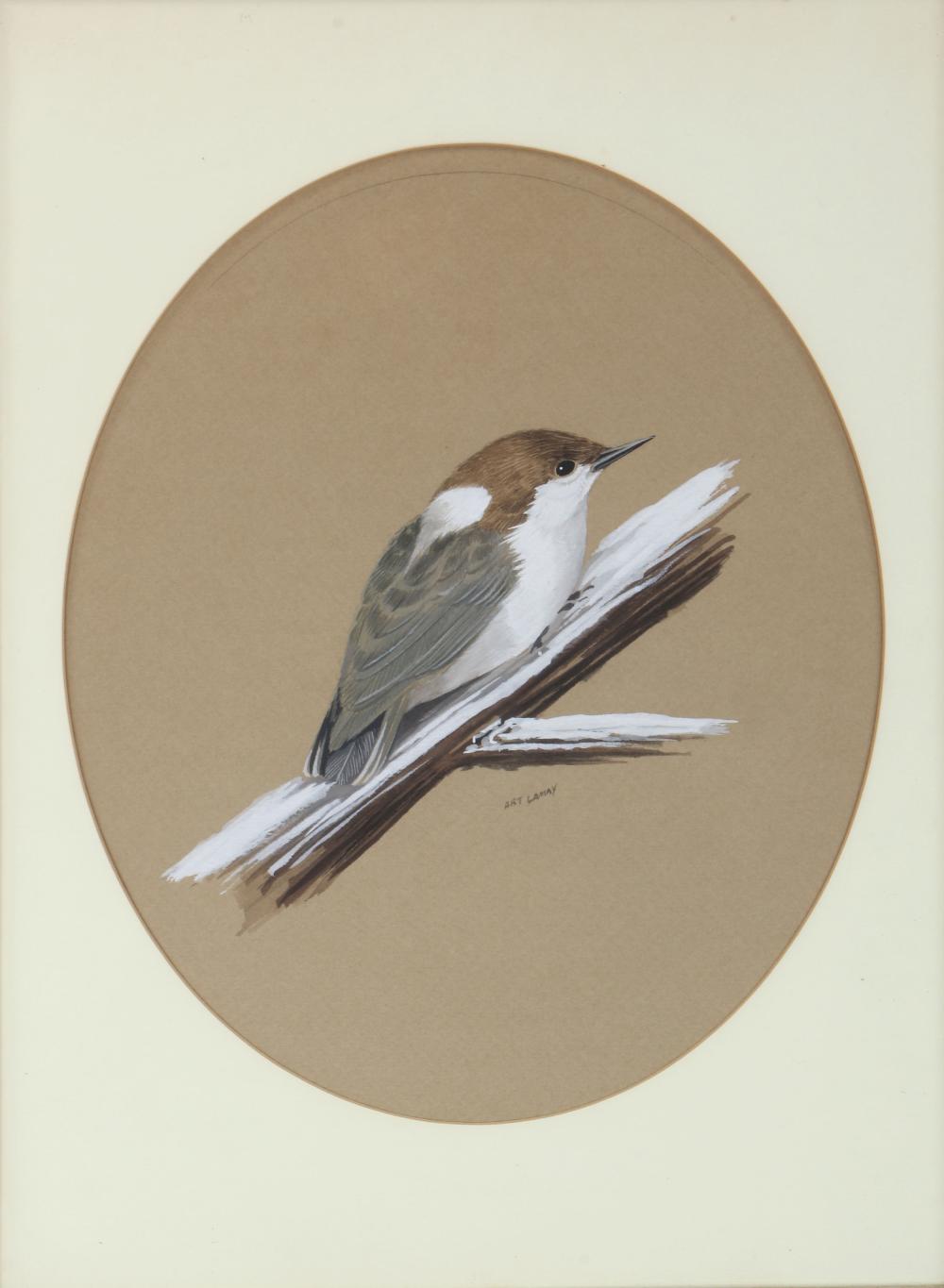 Art LaMay comparable auction result: art lamay american b 1938 brown headed nuthatch gouache