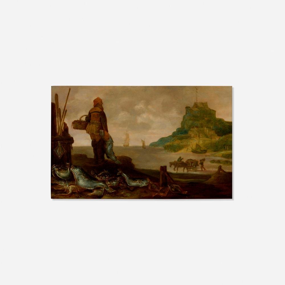 Abraham Willaerts comparable auction result: abraham willaerts a beach scene with fishermen and a still life of fish in the foreground