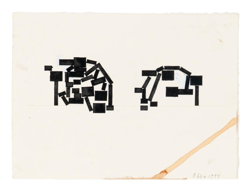 Barry LeVa comparable auction result: barry le va american 1941 2021 studies for unexecuted sculpture for sculpture of combined thoughts 1994 2 works