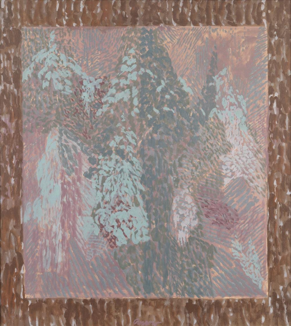 Alan Gussow comparable auction result: alan gussow american 1931 1997 winter scene with snowy bark 1974